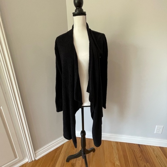 Barefoot Dreams Bamboo Chic Lite S/M open front cardigan in black - Picture 12 of 12